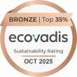 Bronze EcoVadis Sustainability Rating badge showing Top 35%, October 2025.